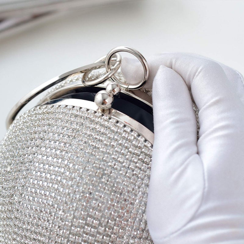 Lanpet Women Round Ball Crystal Evening Clutch Purse Tassel Wedding Party Handbags - Image 2
